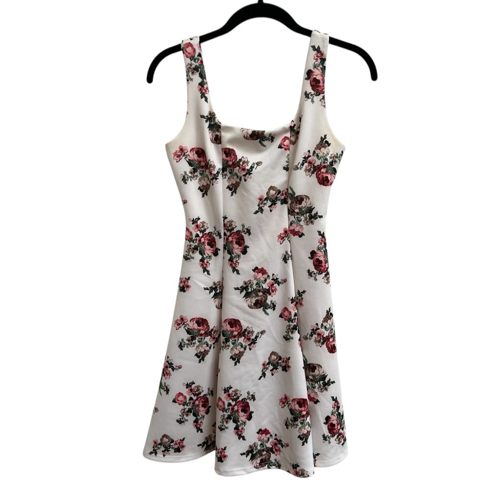 Aqua white & pink Floral Print Sleeveless Sun Mini Dress size Small